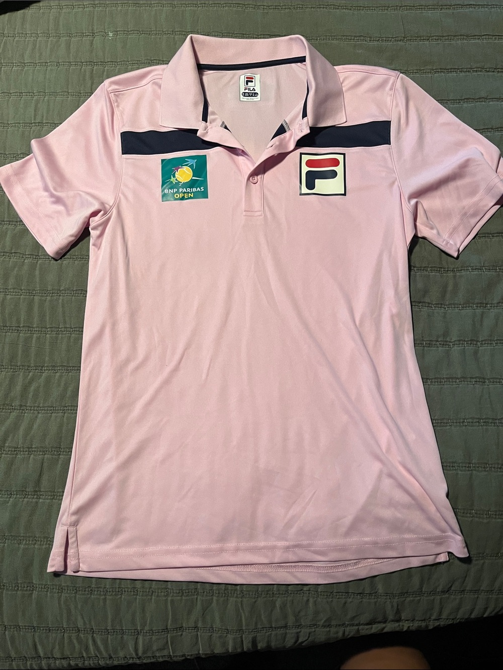 FILA/BNP Paribas Open Men’s Light Pink Polo with Navy Accents